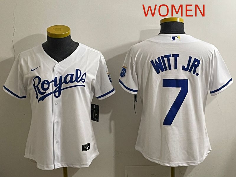 Women 2025 Kansas City Royals #7 Witt jr White Game Nike MLB Jersey style 1